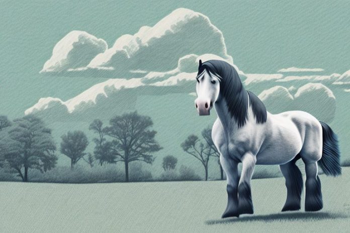 A clydesdale horse in a bethlehem landscape