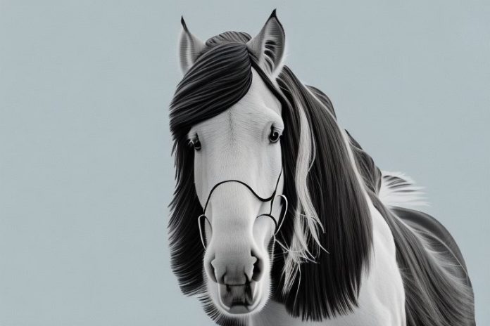 A clydesdale horse in the landscape of harrismith