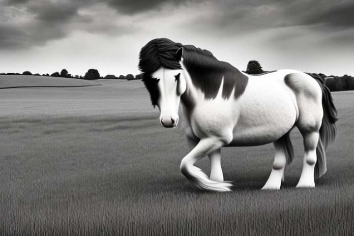 A clydesdale horse in a rural setting