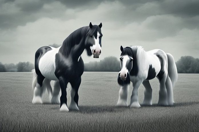 A clydesdale horse in a rural setting
