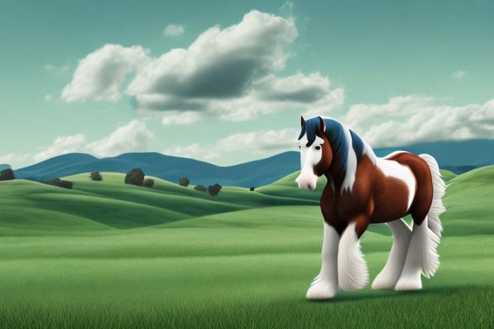 A clydesdale horse in a rural setting