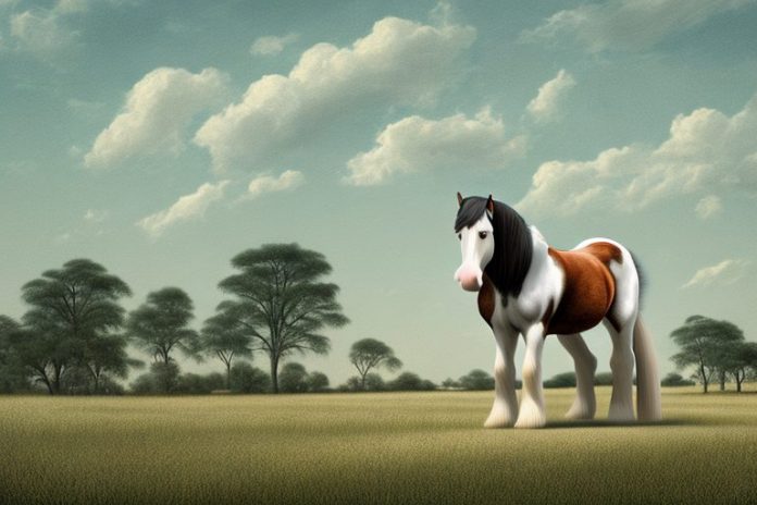 A clydesdale horse in a rural landscape in limpopo