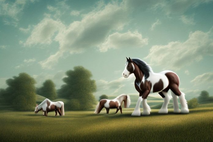A clydesdale horse in a rural landscape