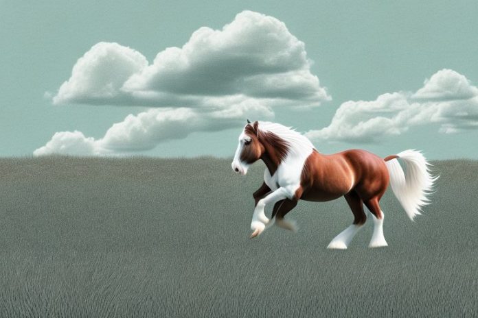 A clydesdale horse galloping through a rural landscape in mokopane