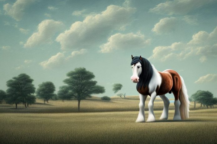 A clydesdale horse in a rural landscape in thohoyandou
