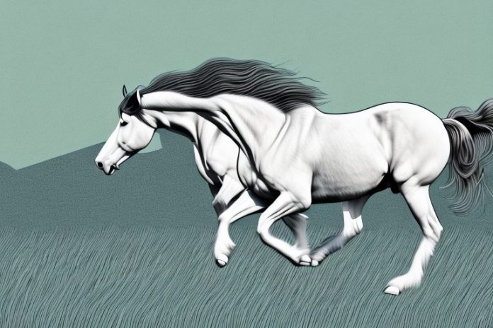 A clydesdale horse galloping through a rural landscape in lebowakgomo