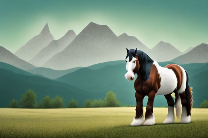A clydesdale horse in a rural setting
