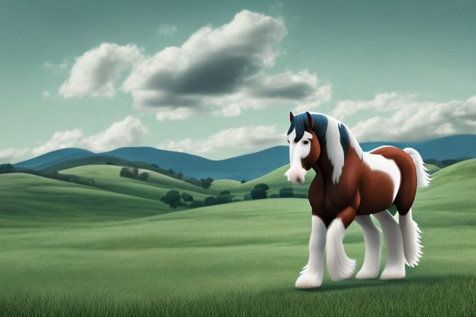 A clydesdale horse in a rural setting