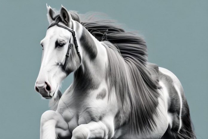 A clydesdale horse galloping through the countryside in barberton