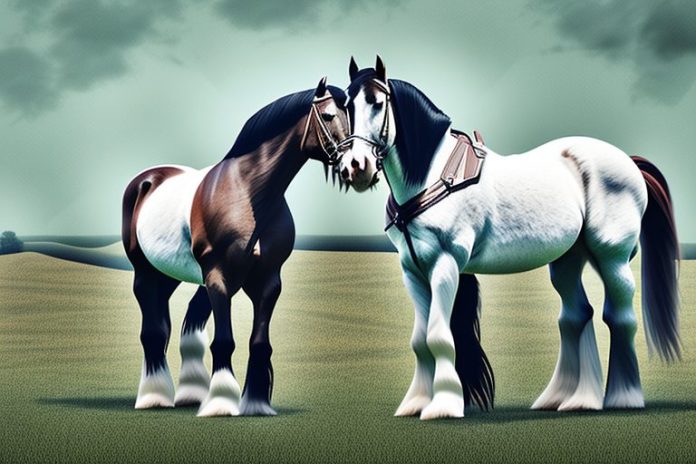 A clydesdale horse in a rural setting