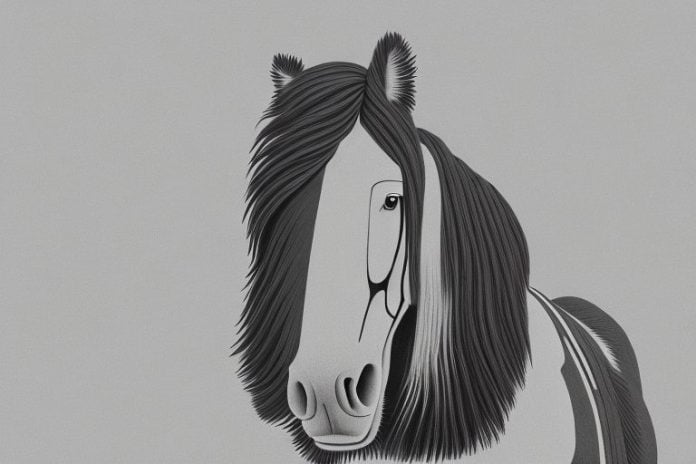 A clydesdale horse in the landscape of upington