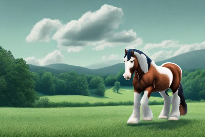 A clydesdale horse in a rural setting
