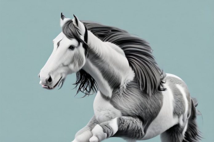 A clydesdale horse galloping through the countryside of calvinia
