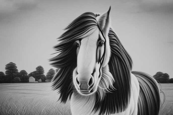 A majestic clydesdale horse in a rural setting in rustenburg