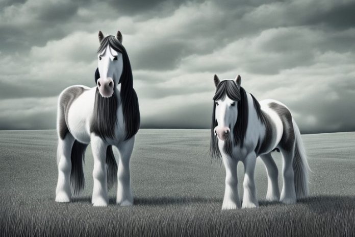 A clydesdale horse in a rural setting