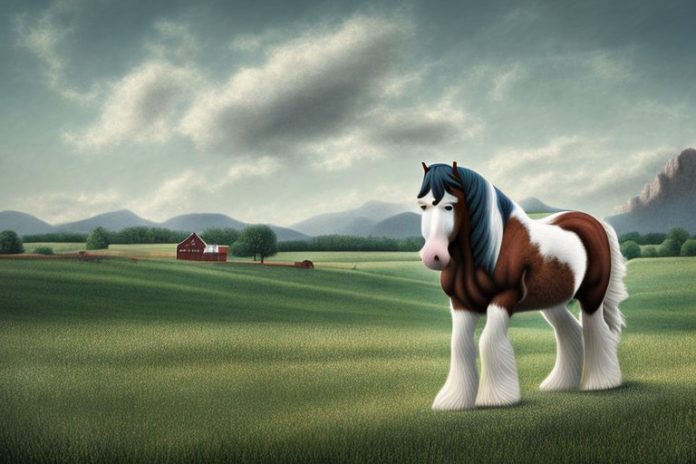 A clydesdale horse in a rural setting
