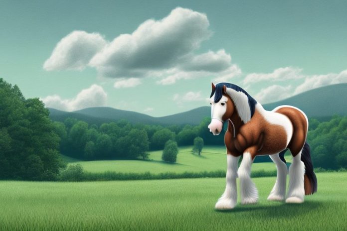 A clydesdale horse in a rural setting