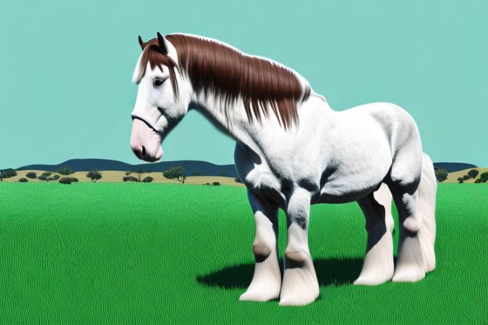 A clydesdale horse standing in a grassy field in knysna