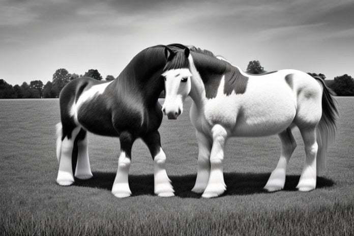 A clydesdale horse in a rural setting