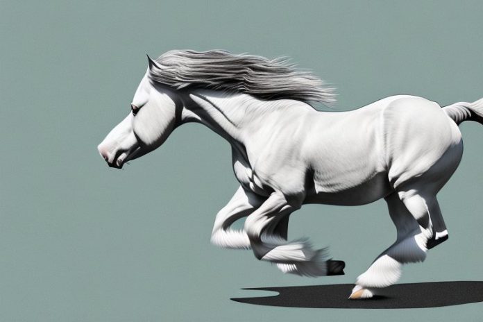 A clydesdale horse galloping through a scenic landscape in hermanus