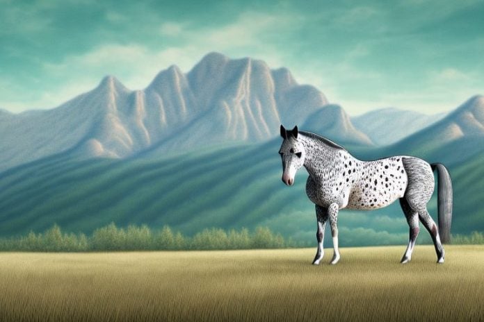 An appaloosa horse in a field