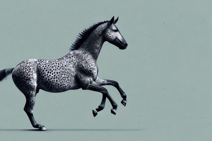 An appaloosa horse galloping through a newcastle landscape