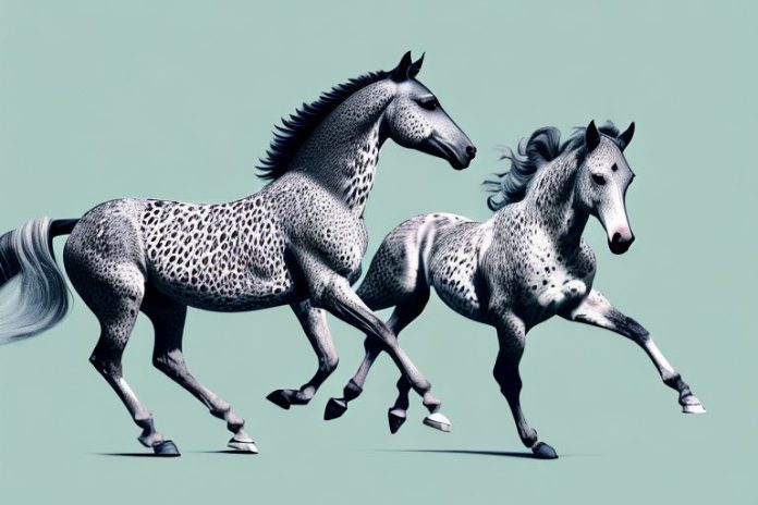 A majestic appaloosa horse galloping through the umhlanga landscape