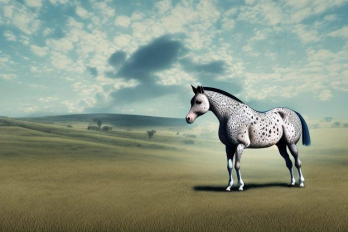 An appaloosa horse in a rural landscape in mthatha