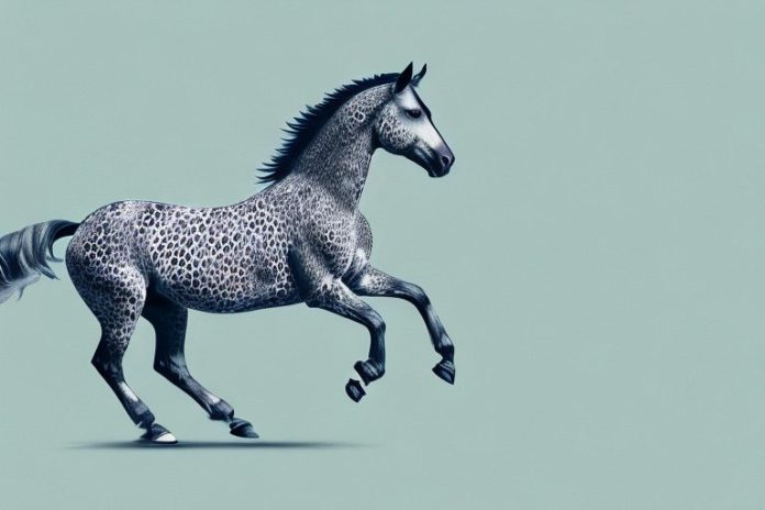 A majestic appaloosa horse galloping through a picturesque landscape in queenstown