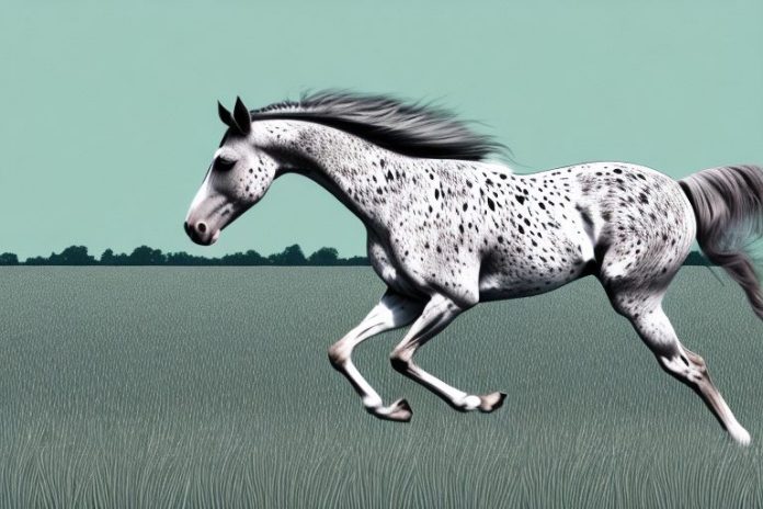 An appaloosa horse galloping through a field in grahamstown