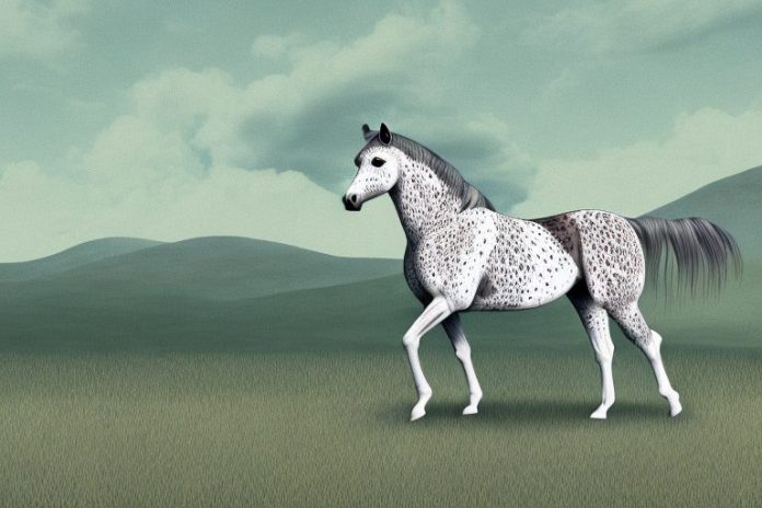 An appaloosa horse in a rural landscape