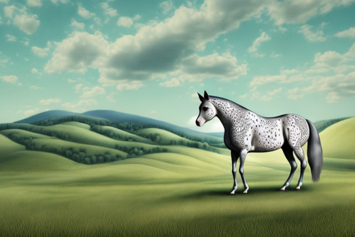 An appaloosa horse standing in a bethlehem landscape