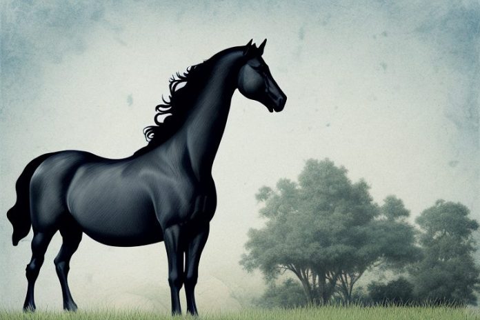 A friesian horse in a rural setting in empangeni