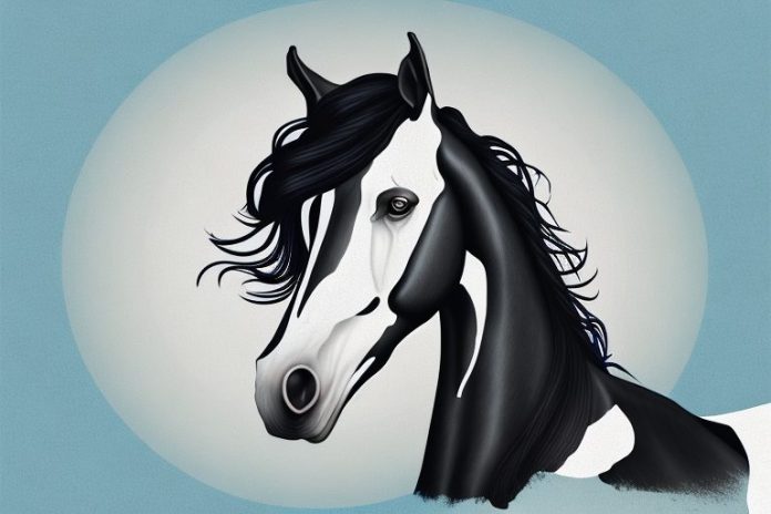 A friesian horse in a kempton park setting