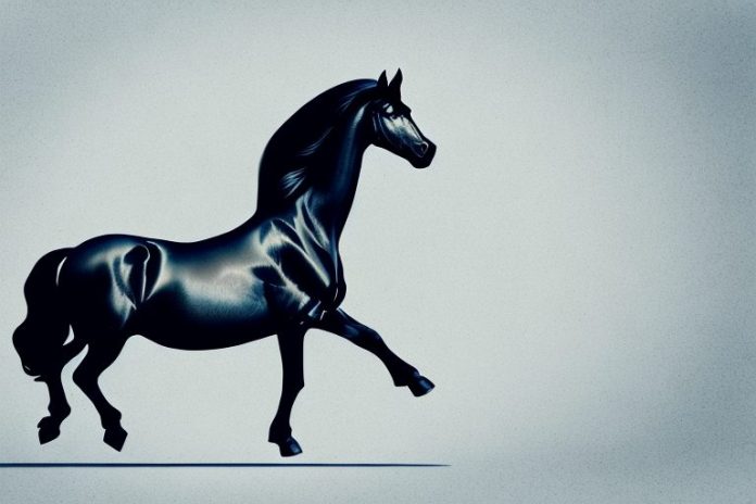 A friesian horse in a riding arena in germiston