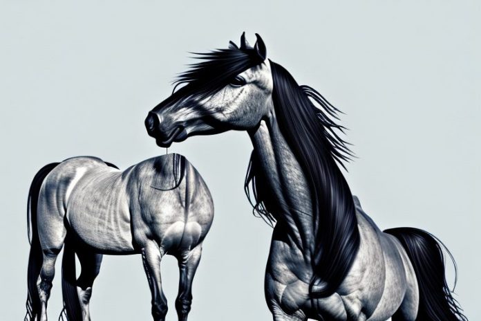A friesian horse in a natural setting in the north west