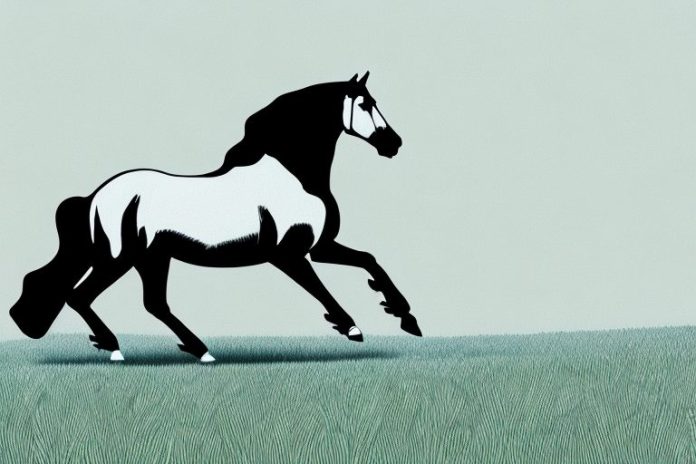 A friesian horse galloping in a field in vryburg