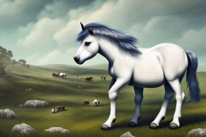 A dartmoor pony horse in a rural landscape in pietermaritzburg