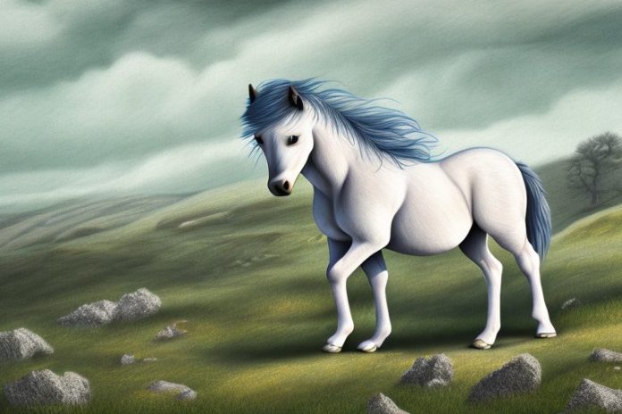 A dartmoor pony horse in a rural landscape in ladysmith