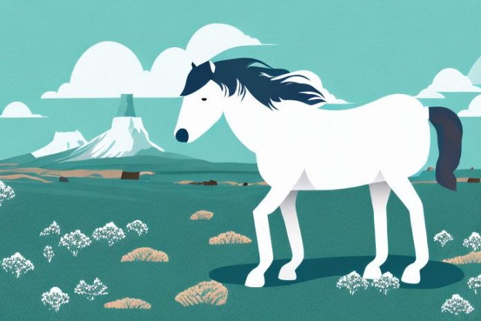 An icelandic horse in a scenic landscape of the parys area