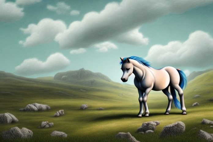 A dartmoor pony horse in a rural landscape in sasolburg
