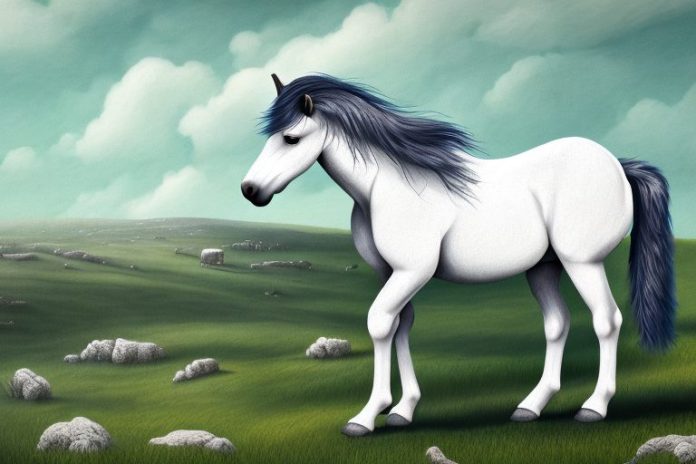 A dartmoor pony horse in a rural landscape