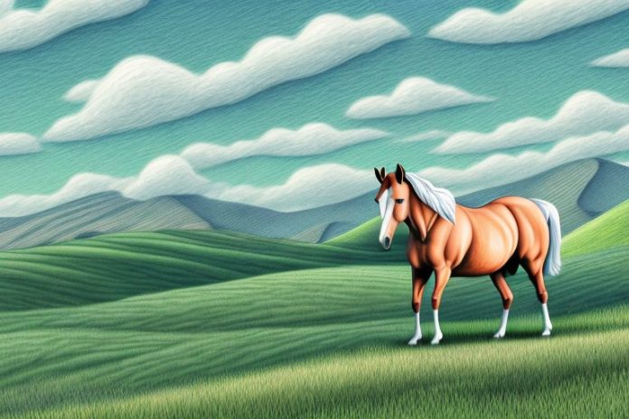 A horse in a landscape of rolling hills in ficksburg