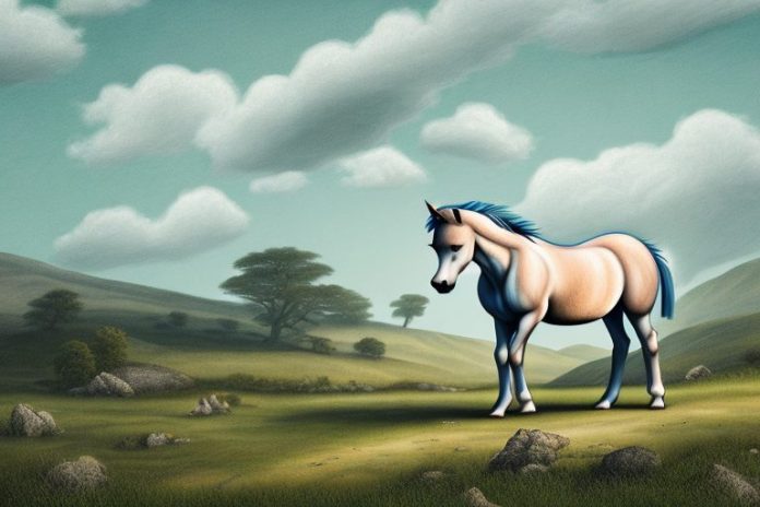 A dartmoor pony horse in a rural landscape in johannesburg