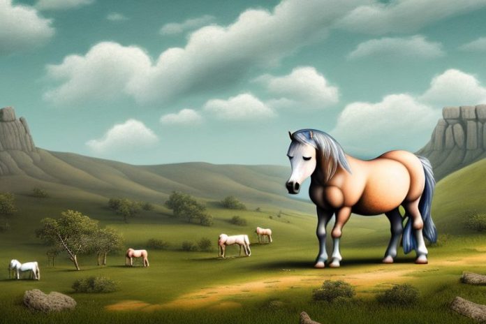 A dartmoor pony in a rural landscape in limpopo