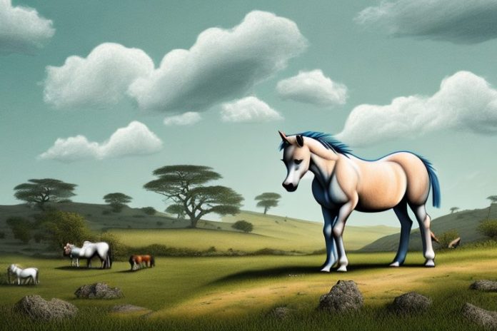 A dartmoor pony horse in a rural landscape in mokopane