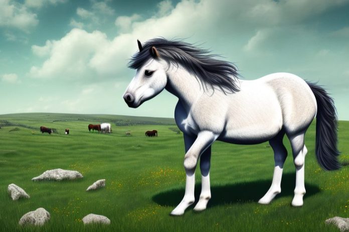 A dartmoor pony horse in a rural setting