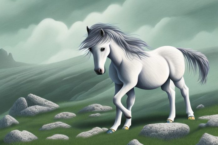 A dartmoor pony in a scenic landscape