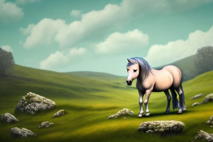 A dartmoor pony in a rural landscape