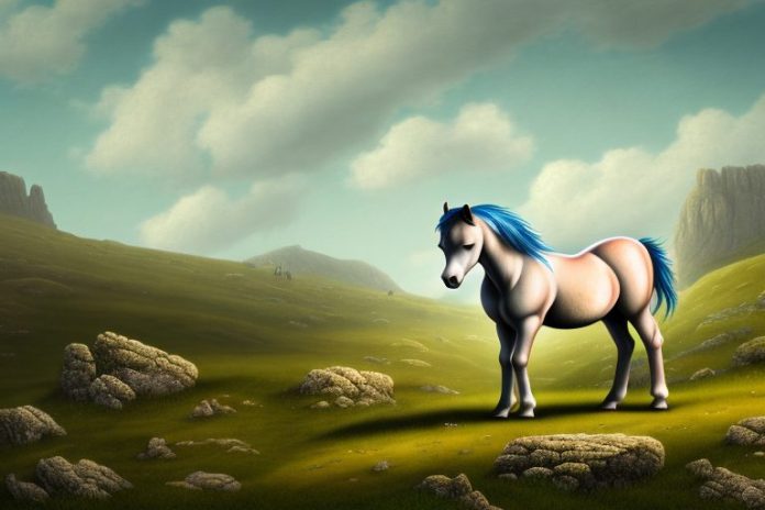 A dartmoor pony in a rural landscape